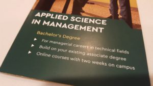 Dr. Brian Zinser spoke about the Bachelors of Applied Science in Management program.